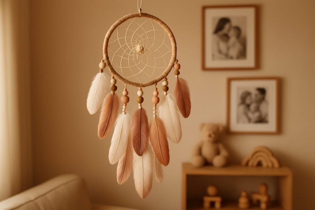 sublimez votre intérieur avec un attrape-rêves personnalisé : une création unique alliant élégance et symbolisme pour une décoration chaleureuse et authentique.