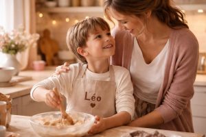 découvrez notre tablier de cuisine personnalisé pour enfant, le cadeau idéal alliant originalité et praticité, parfait pour éveiller leur créativité en cuisine et leur faire plaisir à coup sûr !